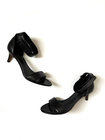 Whistles Black Leather Strappy Sandals UK 5