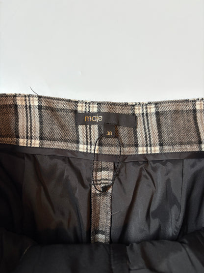 Maje Wool Blend Check Trousers UK 10