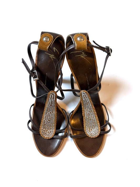 Giuseppe Zanotti Brown Beaded Heels UK 5