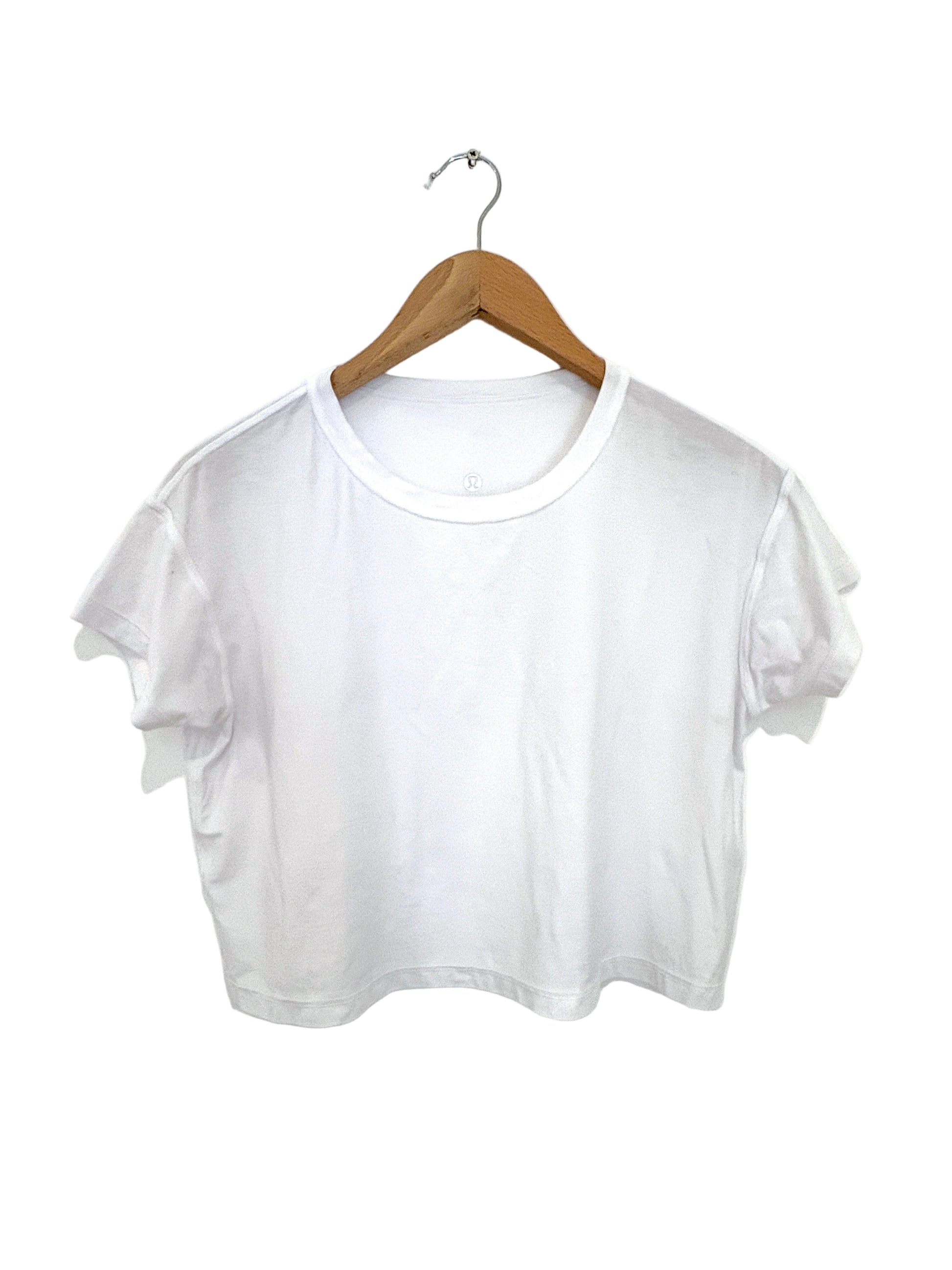 Lululemon White Cropped Sports Tee