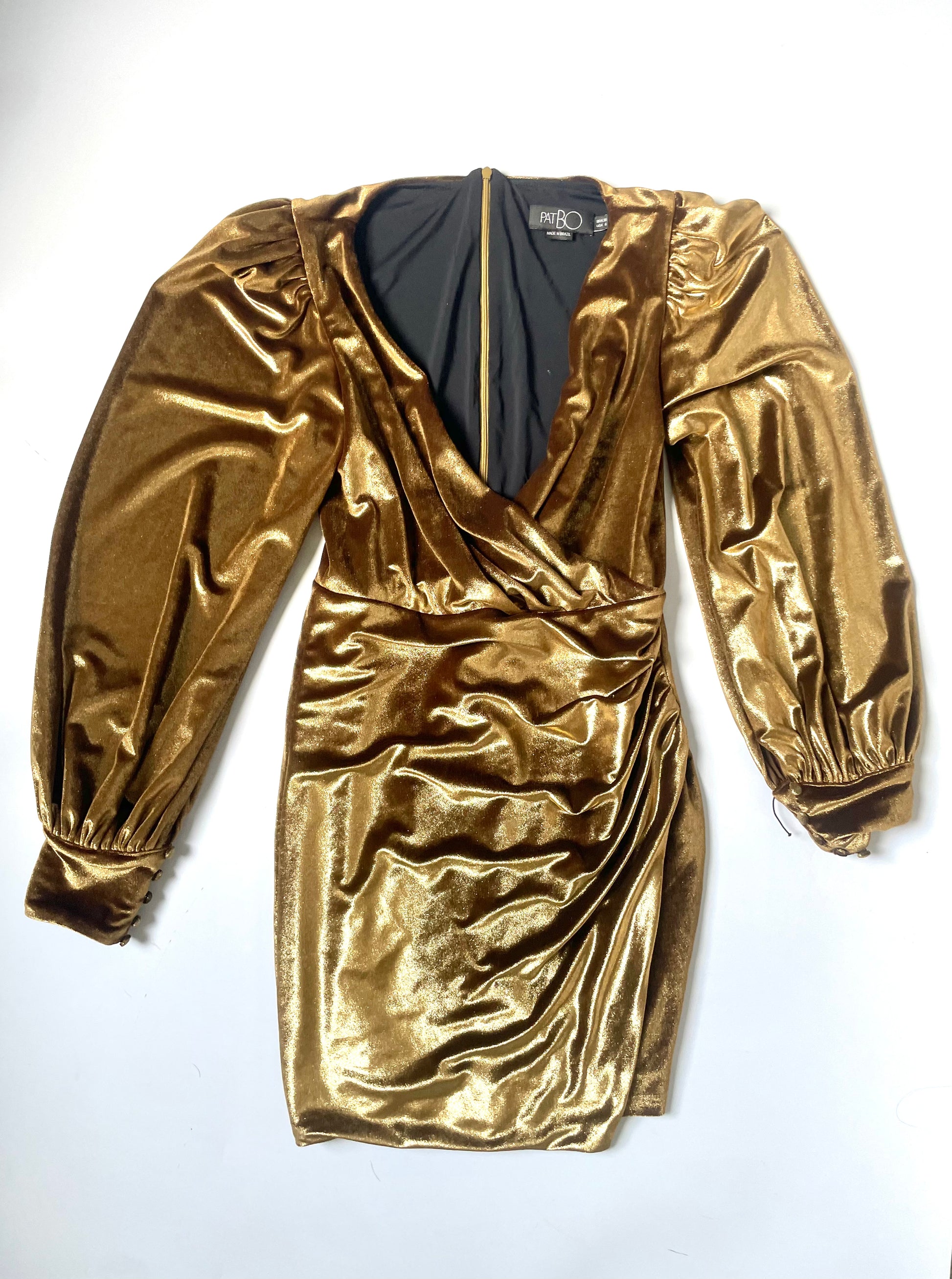 Patbo Draped Gold Velvet Mini Dress