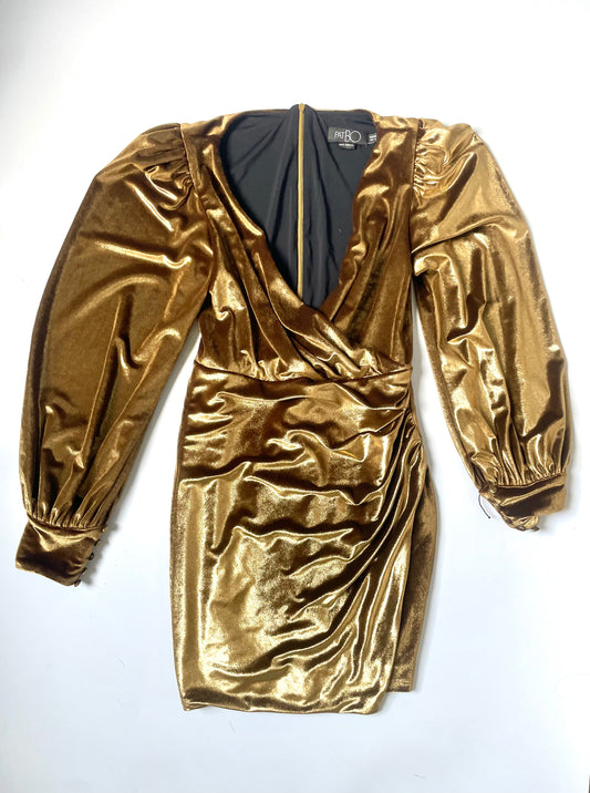 Patbo Draped Gold Velvet Mini Dress