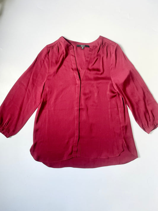 Quince red silky satin shirt