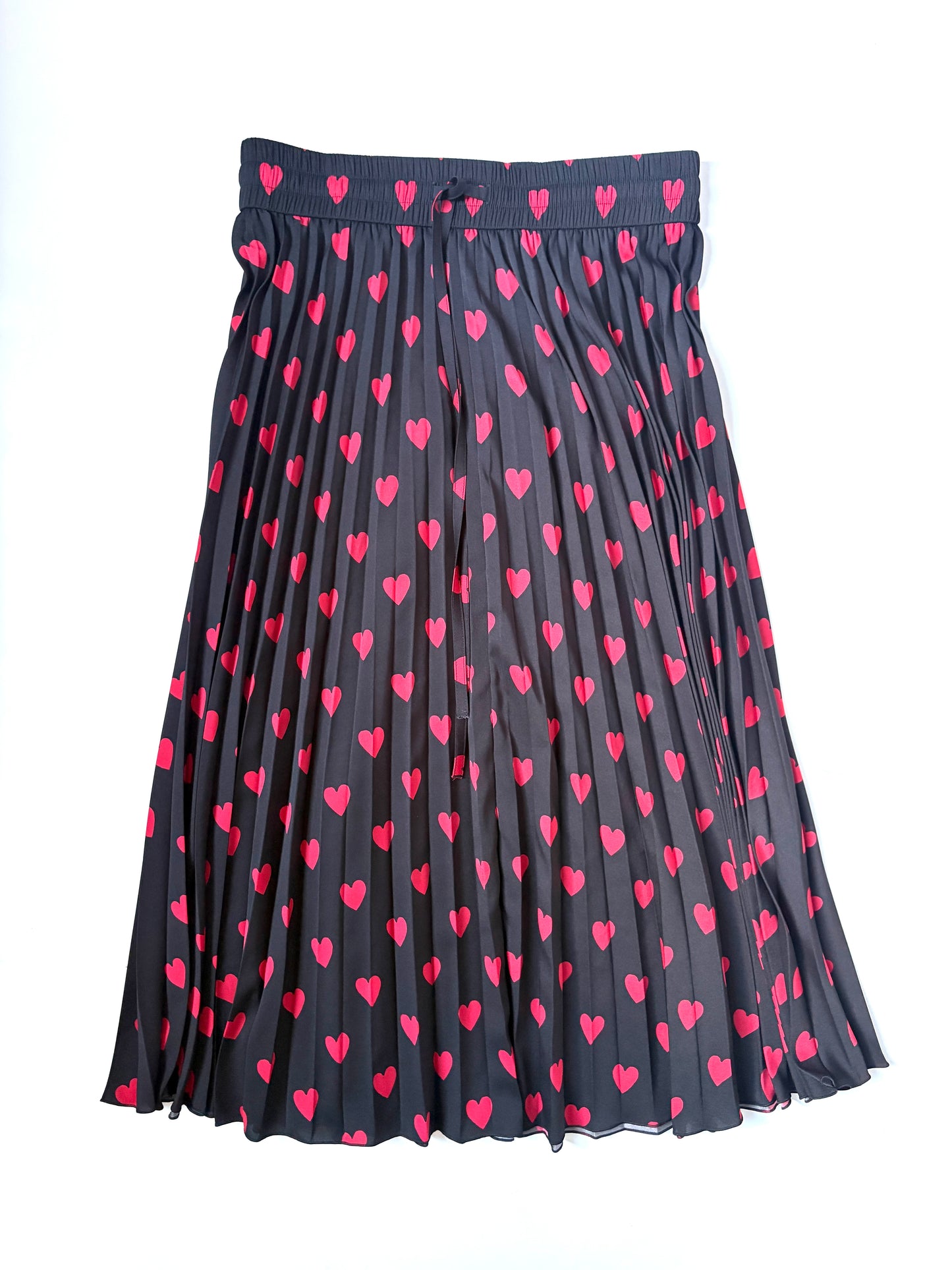 Red Valentino Heart Print Pleated Midi Skirt