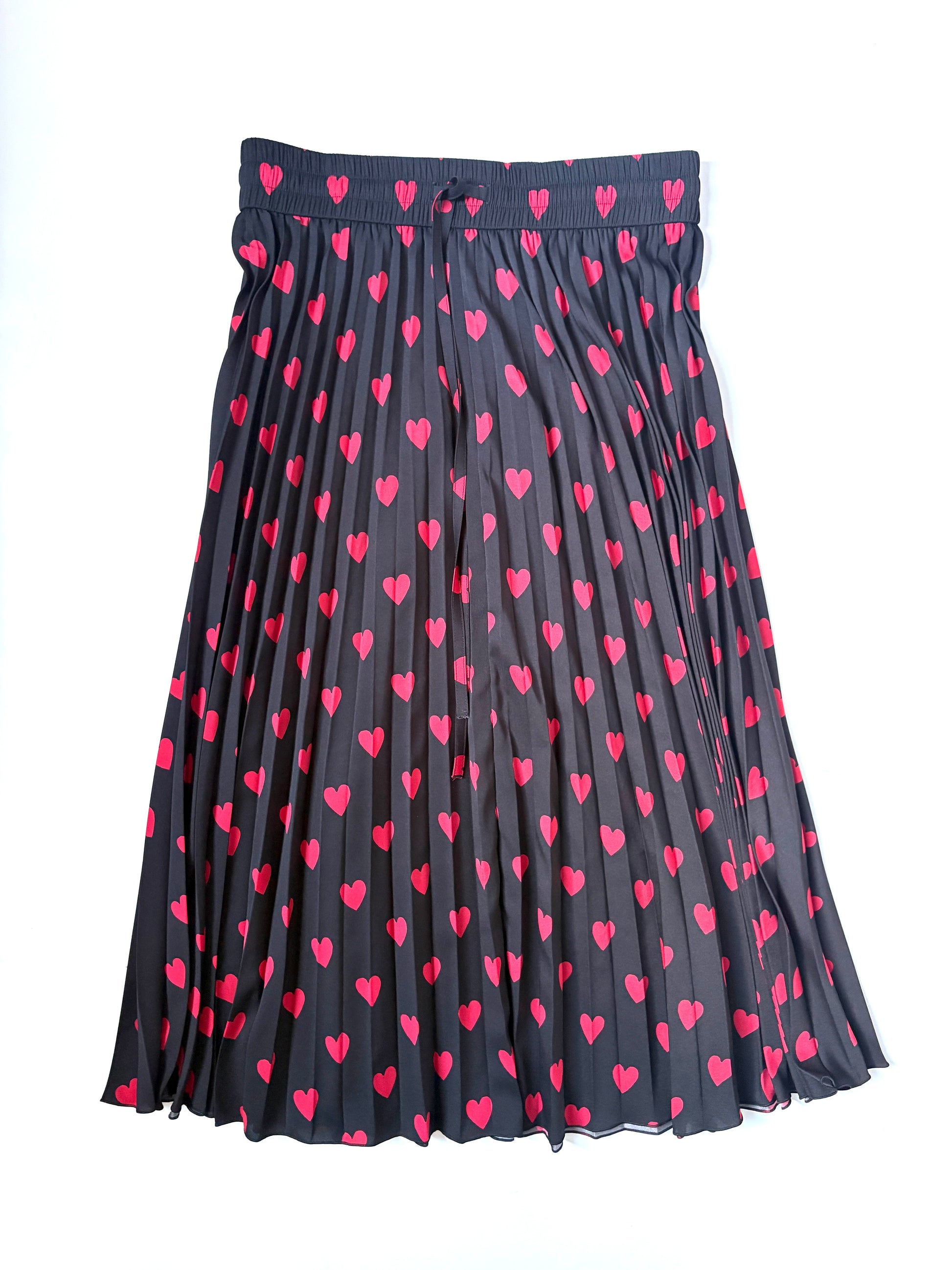 Red Valentino Heart Print Pleated Midi Skirt