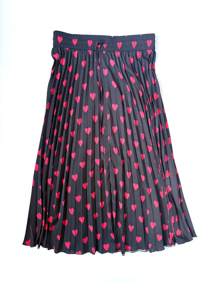 Red Valentino Heart Print Pleated Midi Skirt