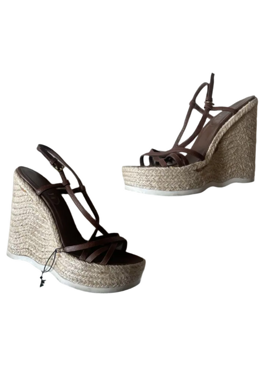 Yves Saint Laurent Brown Leather Wedges EU 39