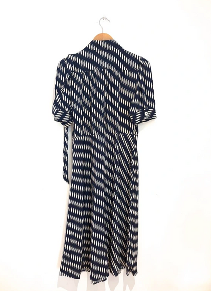 LK Bennett Valerie Navy & Birch Shirt Dress UK 12