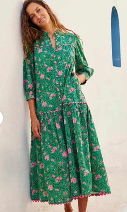 Pink City Prints Forest Rose Margot Dress M
