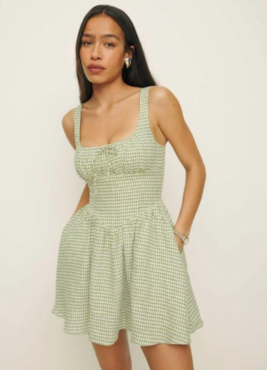 Reformation Daria Linen Dress UK 8