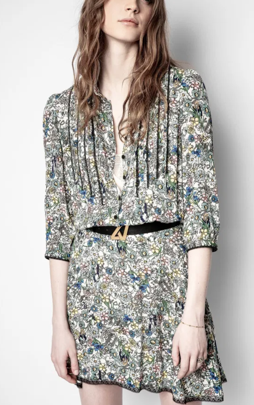 Zadig & Voltaire Raspail Crinkle Flower Dress XS