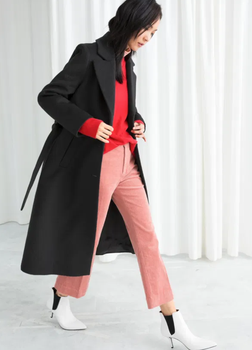 & Other Stories Belted Alpaca Black Coat UK 6