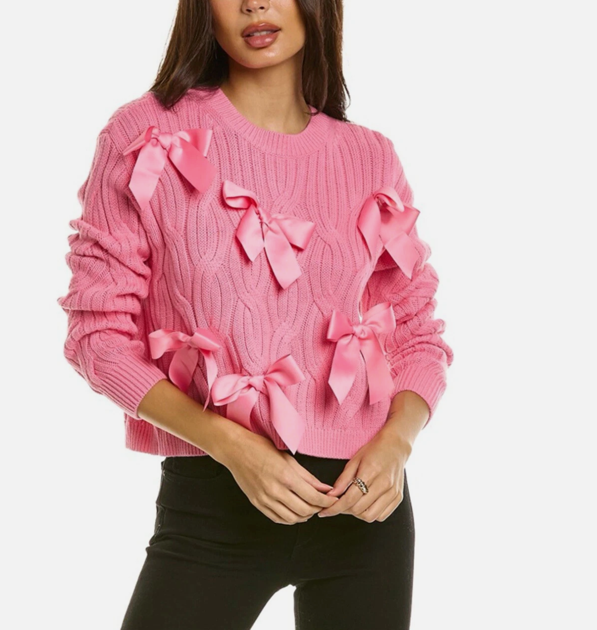 Alice +Olivia Beau Pink Bow-Embellished Jumper M