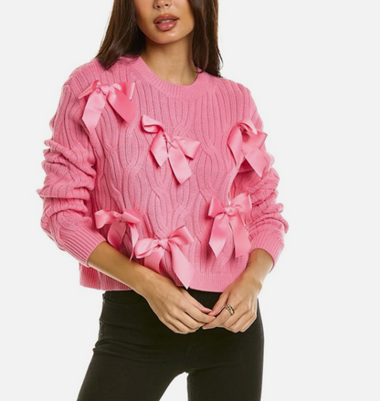 Alice +Olivia Beau Pink Bow-Embellished Jumper M