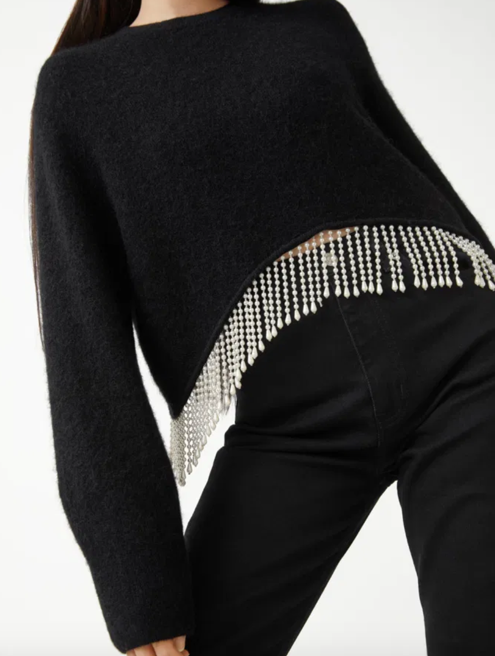 & Other Stories Pearl Fringed Cropped Jumper S