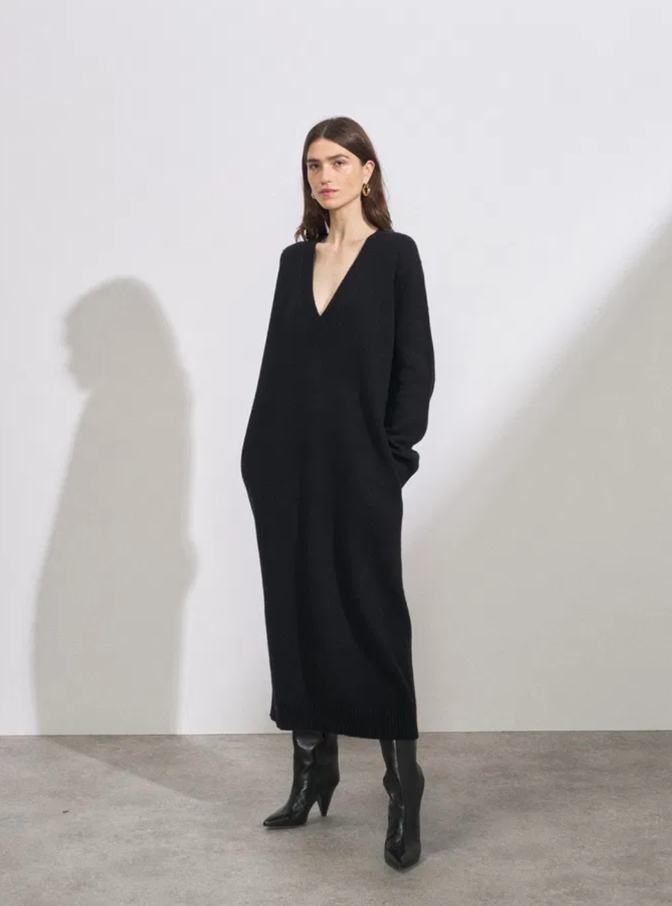 RAEY Cashmere-blend Deep V-neck Dress XXS