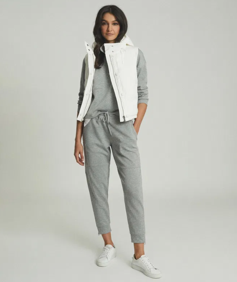 Reiss White Puffer Hooded Gilet XS