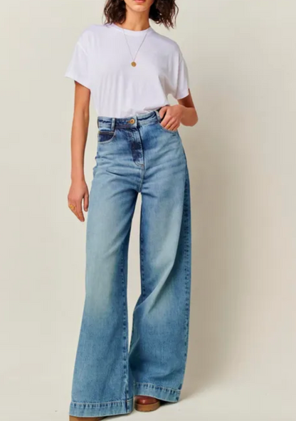 Sessun Blue Captain Denim Wide Leg Jeans UK 8