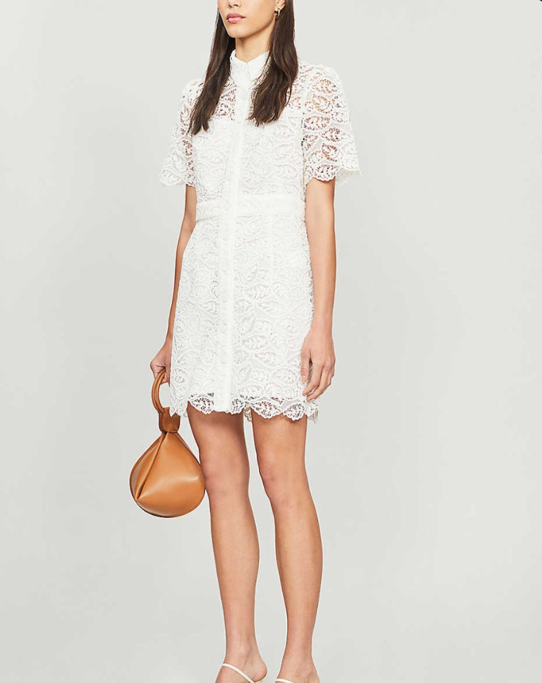 New With Tags Sandro White Embroidered Lace Mini Dress UK 6