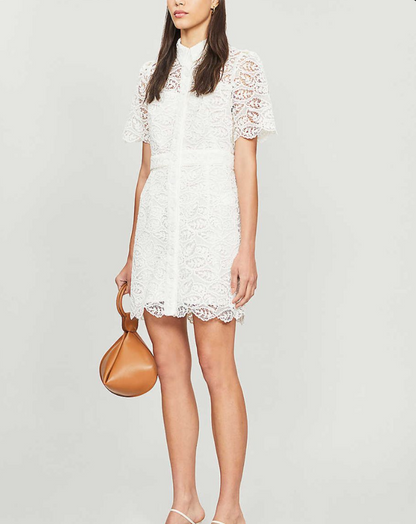 New With Tags Sandro White Embroidered Lace Mini Dress UK 6