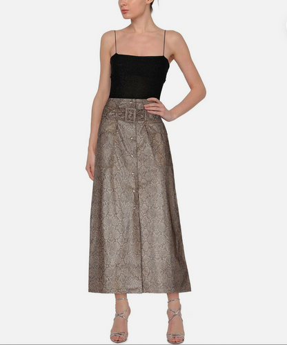 New With Tags Nanushka Brown Snake Vegan Leather Aarohi Skirt L