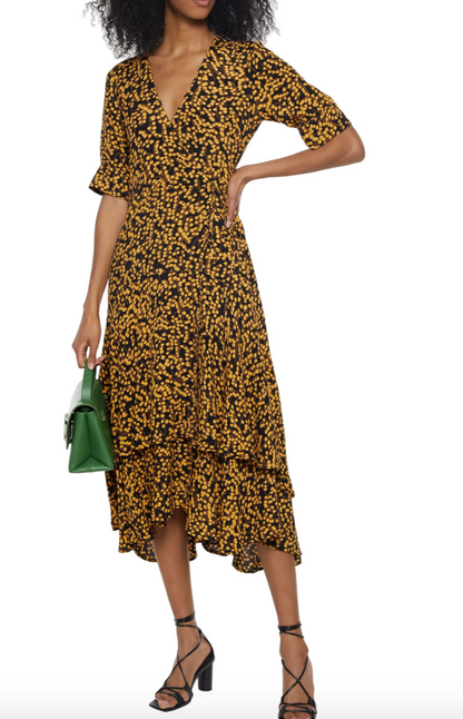 Ganni Ruffled Floral Midi Dress UK 10
