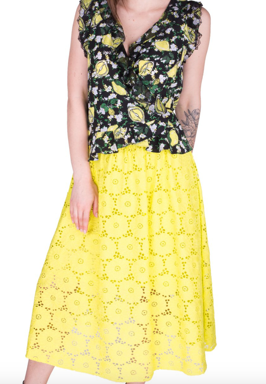 Diane Von Furstenberg Cotton Floral Midi Skirt UK 10