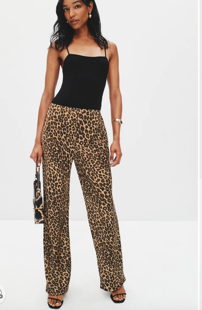 Reformation Gale Satin Leopard Trousers M