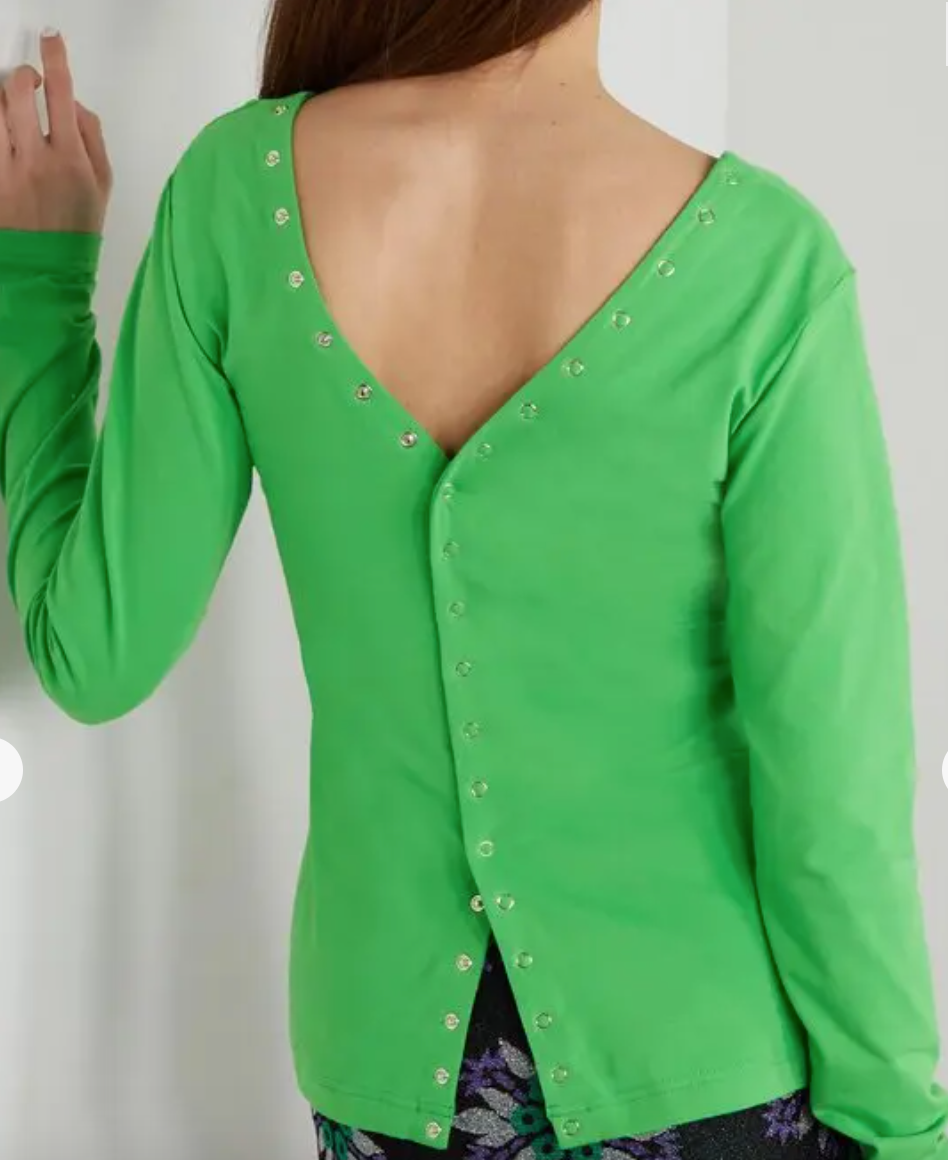 Molly Goddard Lenore Snap Green Jersey Top L