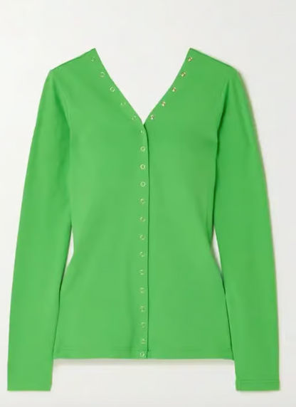 Molly Goddard Lenore Snap Green Jersey Top L