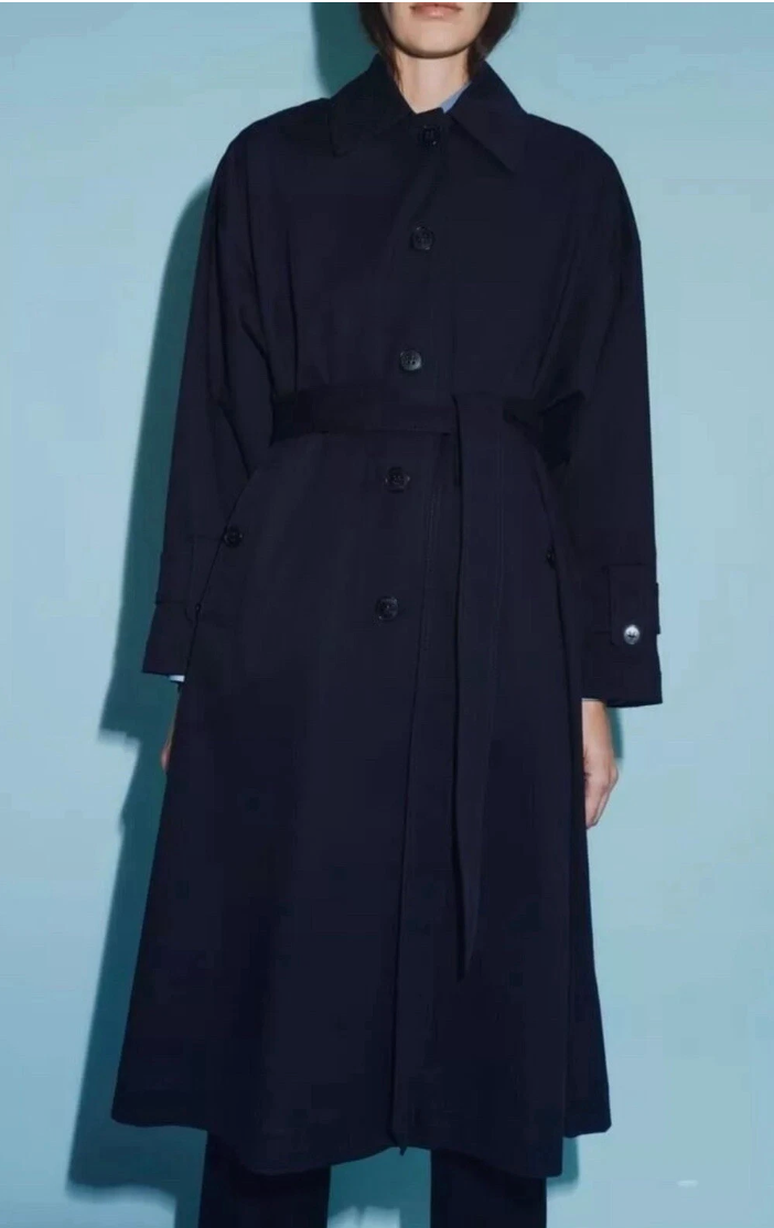 New With Tags Zara Navy Trench Coat XS