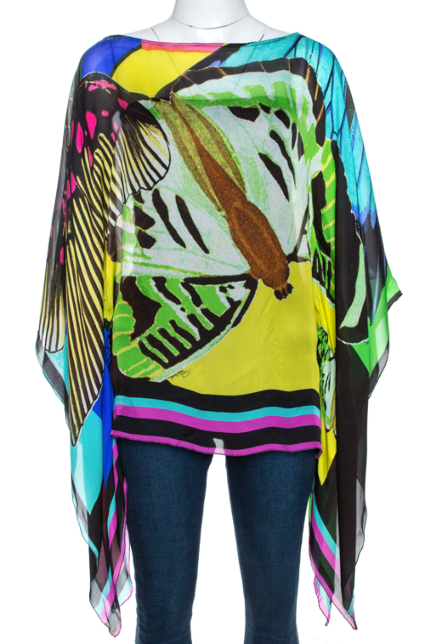 Roberto Cavali Multicolour Silk Print Kaftan UK 10