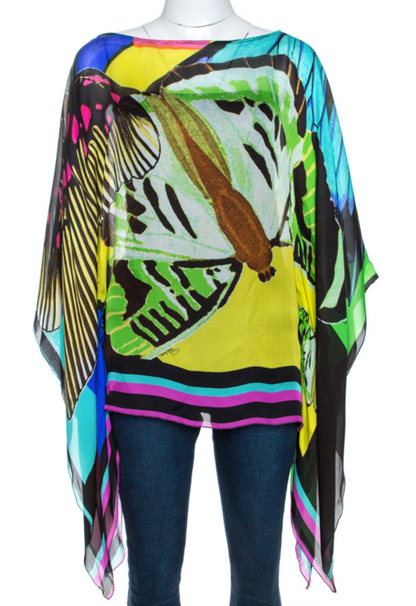 Roberto Cavali Multicolour Silk Print Kaftan UK 10