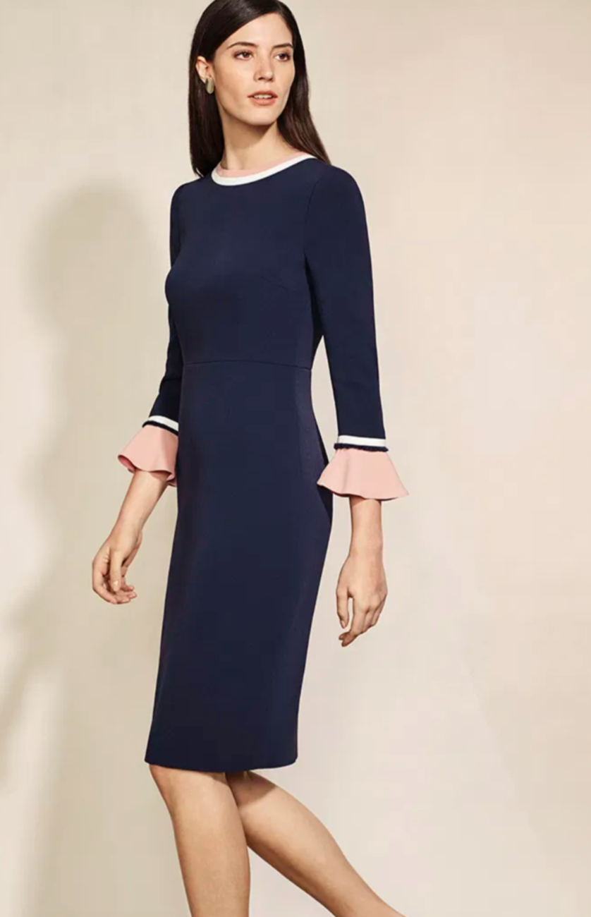 The Fold Navy Crepe Dress UK 12
