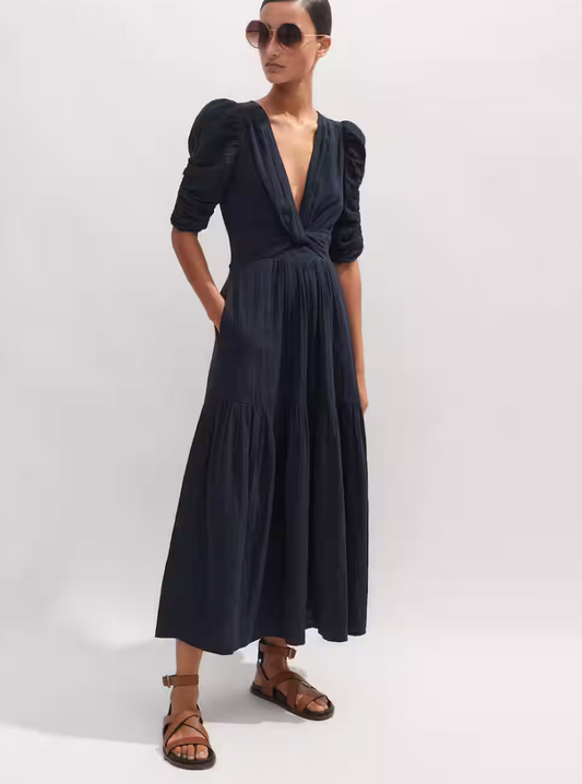 Me+Em Cheesecloth Gathered Sleeve Maxi Dress UK 14