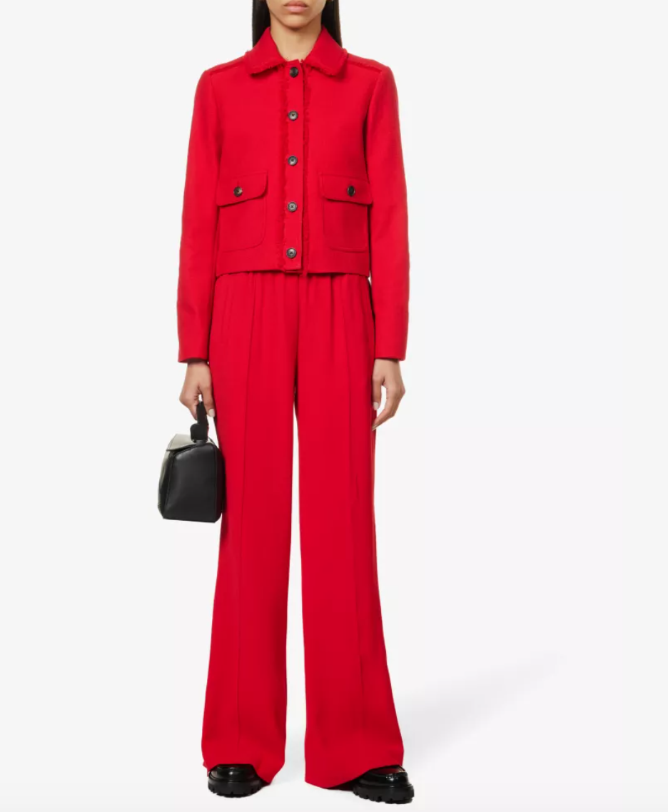 Me+Em Red Tweed Cropped Jacket UK 14