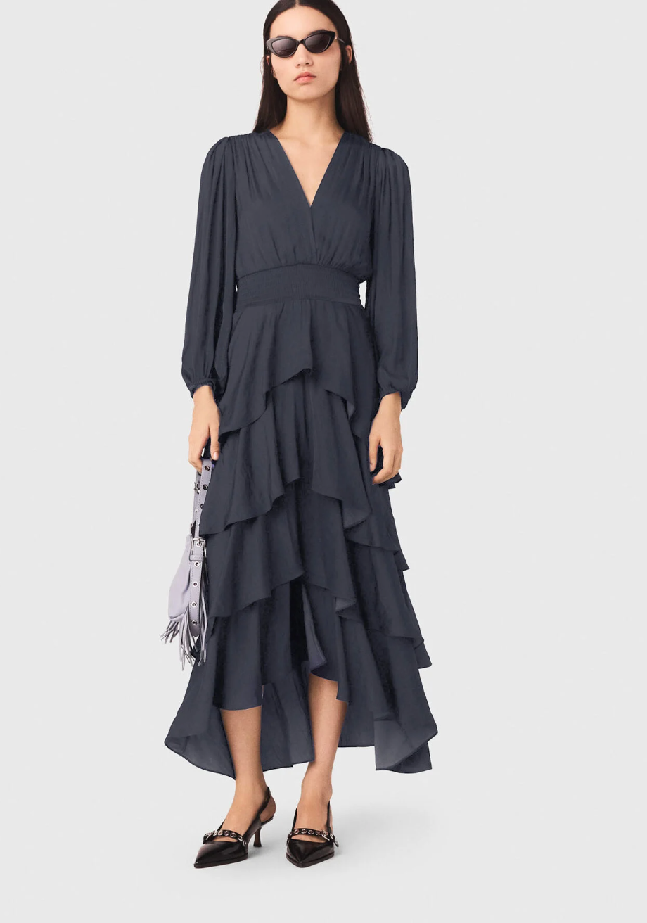 Maje Ruffle Maxi Dress UK 10