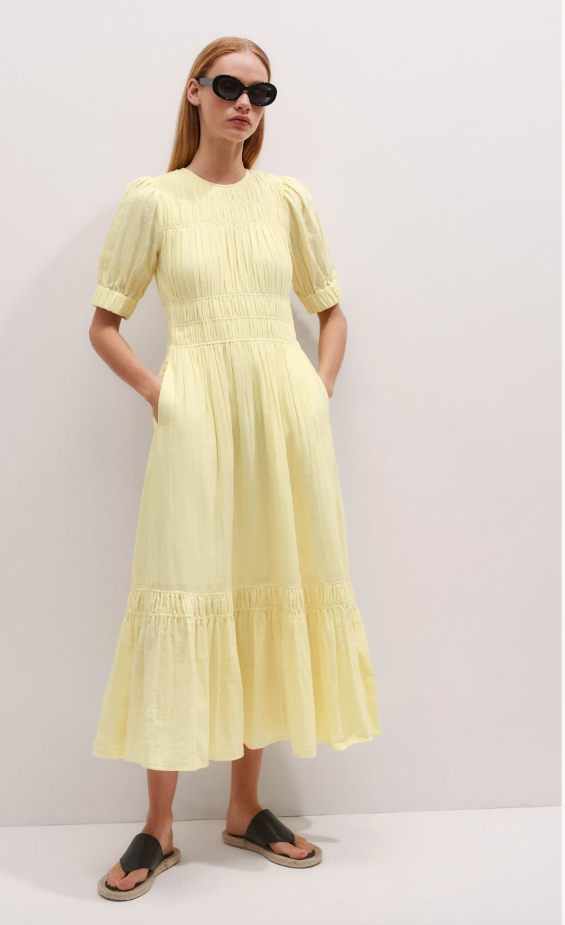 Me+Em Yellow Cheesecloth Maxi Dress UK 12