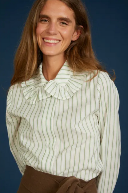 Maria De La Orden Cotton & Silk Striped Blouse UK 10