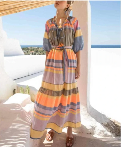 Nema Marise Multicoloured Cotton Stripe Maxi Dress M