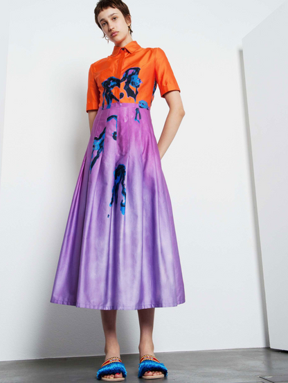 Stella Jean Orange & Purple Print Dress UK 8