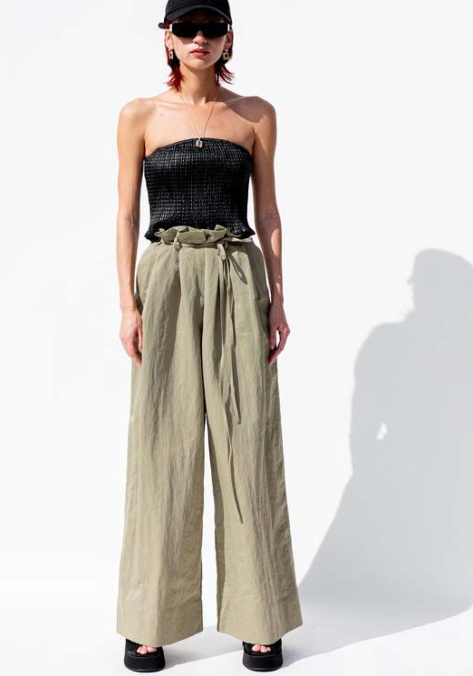 New With Tags Rejina Pyo Wide Leg Khaki Trousers UK 10
