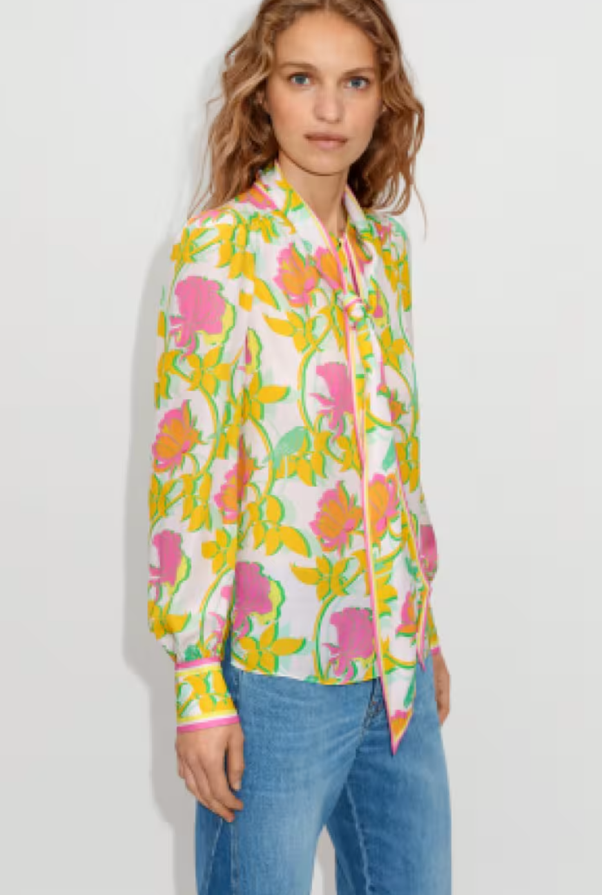 Me+Em Silk Printed Pussybow Blouse UK 14