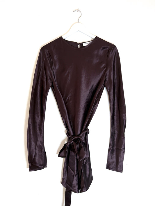 Serena Bute Aubergine Satin Mini Dress