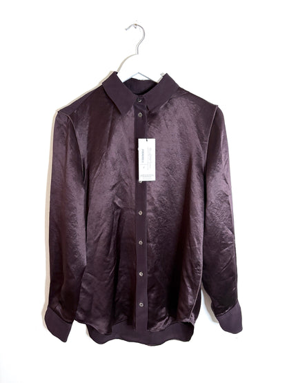 Serena Bute Aubergine Satin Shirt
