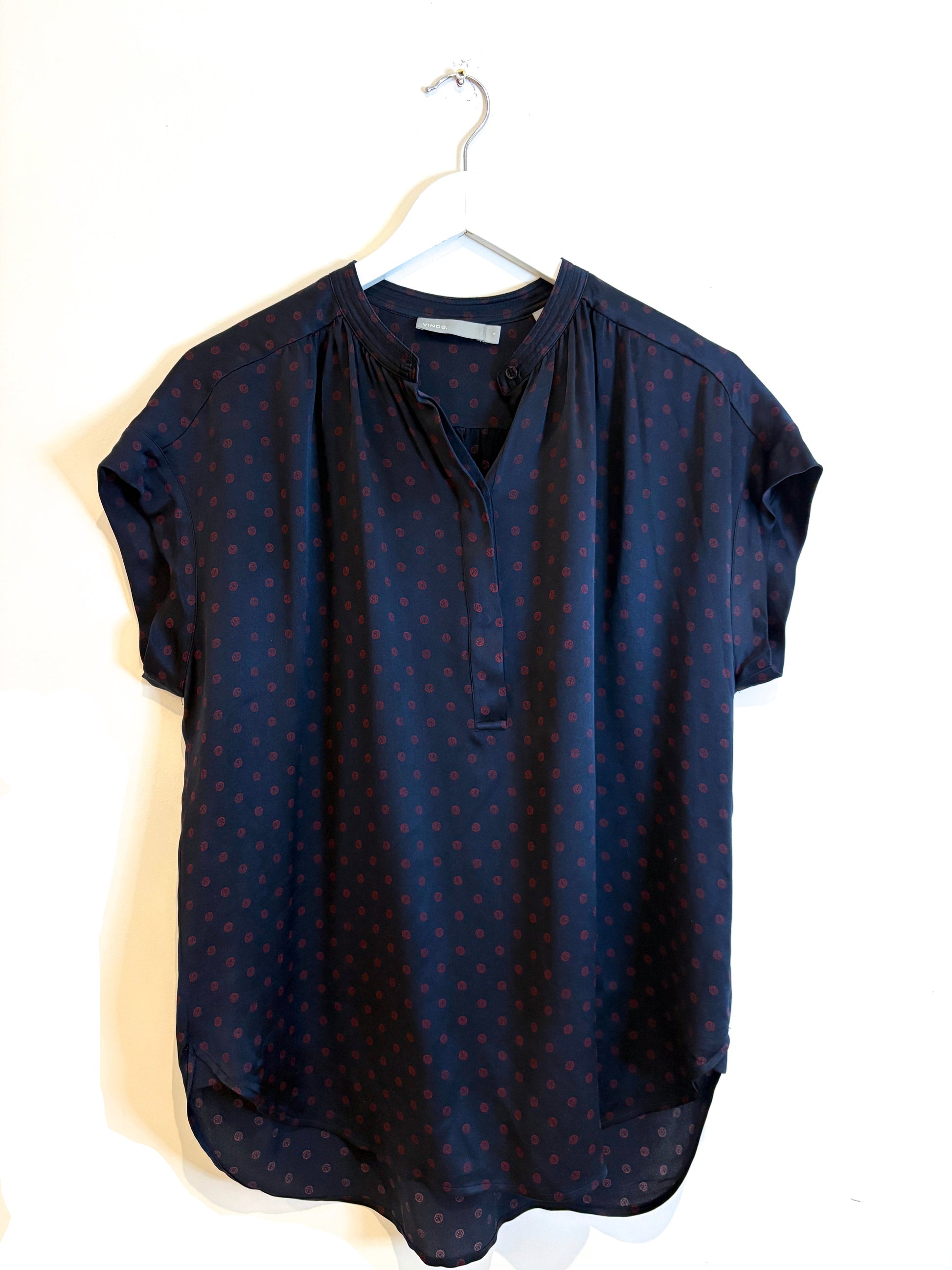 Vince Silk Navy Print Blouse