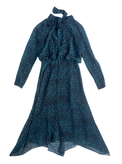 Whistles leopard print asymmetrical dress in blue