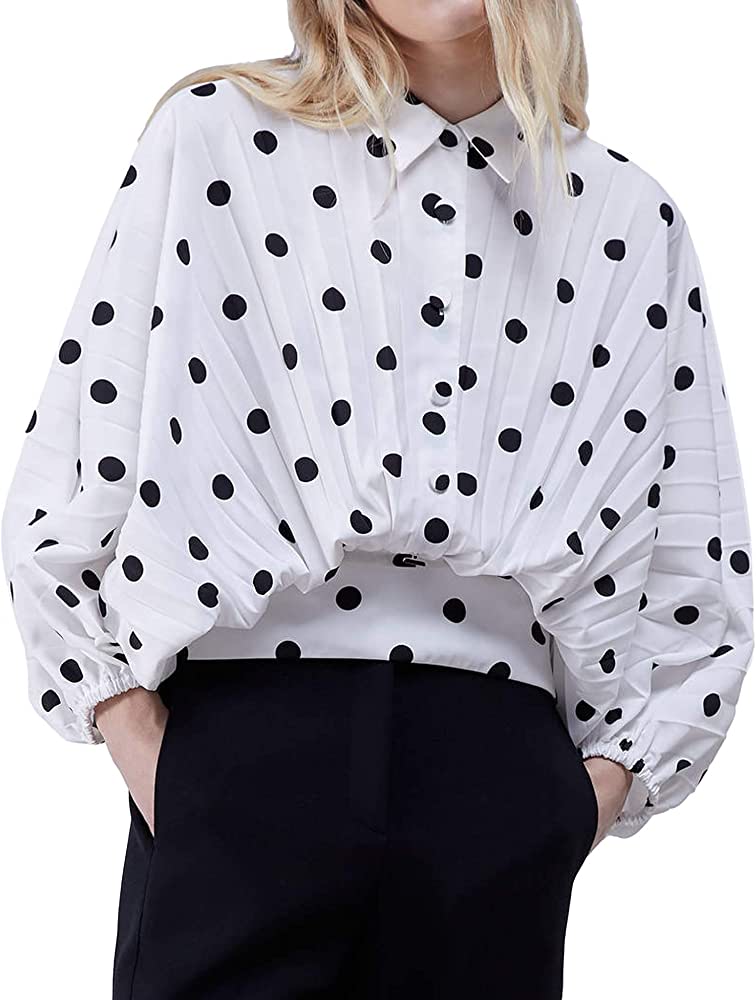 Uterique Polka Dot Pleated Blouse S image 1