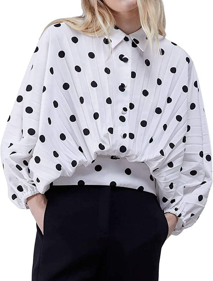 Uterique Polka Dot Pleated Blouse S image 1