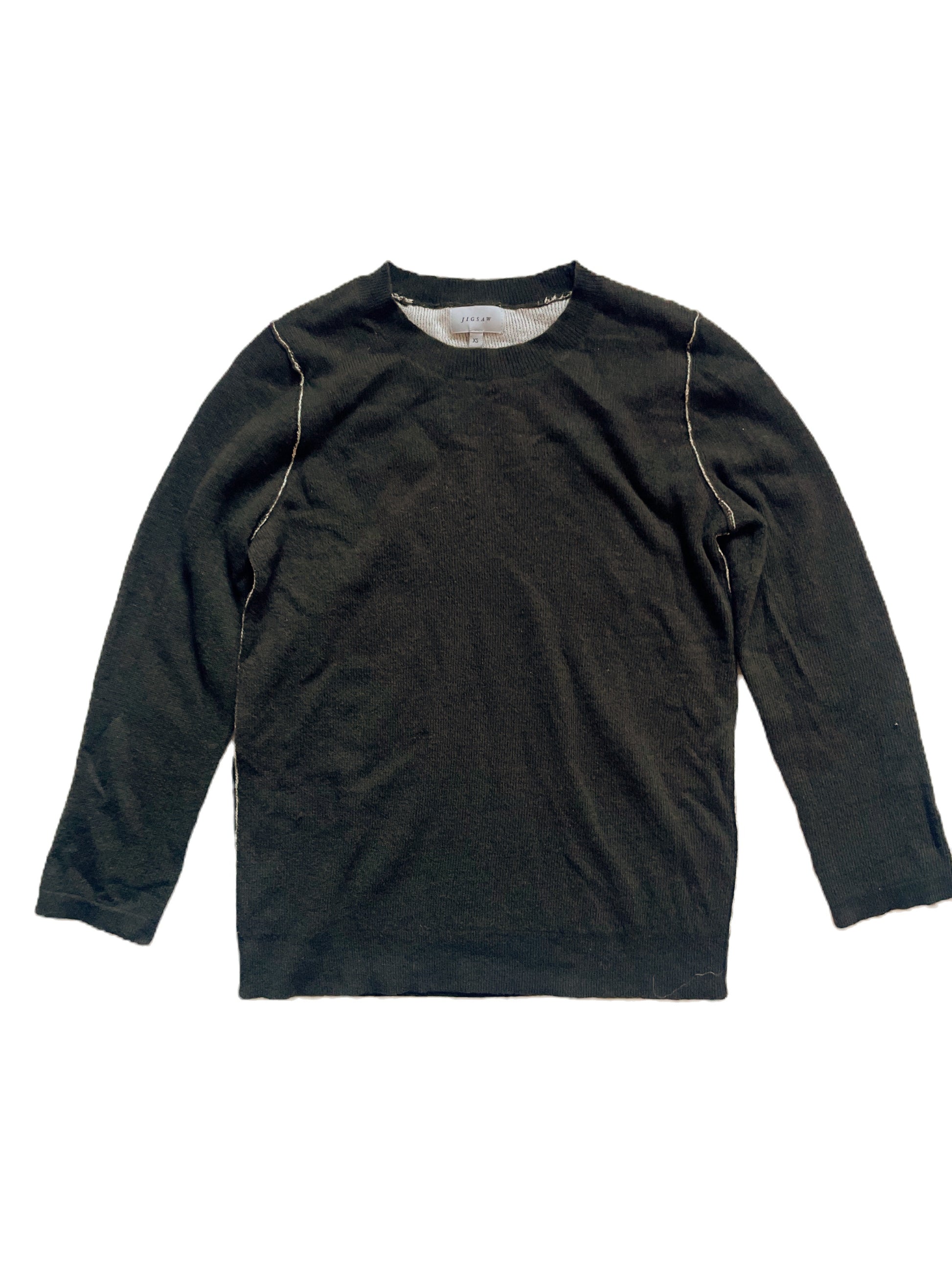 Jigsaw Wool Cashmere Khaki Jumper XS image 0
